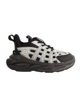 Black Synthetic Leather Rotating Button Closure Sneakers For Kids-Unisex (TC-L9966-BLK)