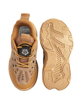 Khaki Synthetic Leather Rotating Button Closure Sneakers For Kids-Unisex (TC-L9966-KHA)