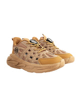 Khaki Synthetic Leather Rotating Button Closure Sneakers For Kids-Unisex (TC-L9966-KHA)