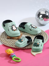 Green Blue Stylish Slip-On Clogs For Kids-Unisex (TC-LCLOG2-GRNBLU)