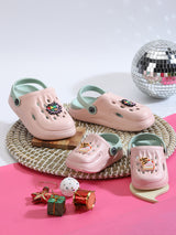 Pink Green Stylish Slip-On Clogs For Kids-Unisex (TC-LCLOG2-PNKGRN)