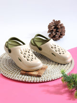 Sand Green Stylish Slip-On Clogs For Kids-Unisex (TC-LCLOG3-SNDGRN)