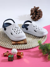 White Blue Stylish Slip-On Clogs For Kids-Unisex (TC-LCLOG3-WHTBLU)