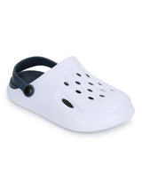 White Blue Stylish Slip-On Clogs For Kids-Unisex (TC-LCLOG3-WHTBLU)