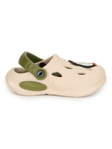 Beige Green Stylish Slip-On Clogs For Kids-Unisex (TC-LCLOG4-BEIGRN)