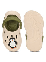 Beige Green Stylish Slip-On Clogs For Kids-Unisex (TC-LCLOG4-BEIGRN)