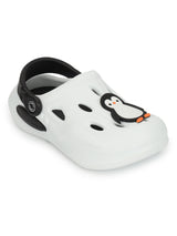 White Black Stylish Slip-On Clogs For Kids-Unisex (TC-LCLOG4-WHTBLK)