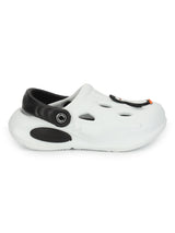 White Black Stylish Slip-On Clogs For Kids-Unisex (TC-LCLOG4-WHTBLK)