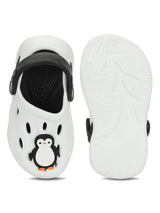 White Black Stylish Slip-On Clogs For Kids-Unisex (TC-LCLOG4-WHTBLK)
