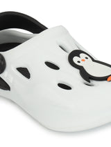 White Black Stylish Slip-On Clogs For Kids-Unisex (TC-LCLOG4-WHTBLK)