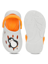 White Orange Stylish Slip-On Clogs For Kids-Unisex (TC-LCLOG4-WHTORG)