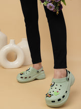 Green Stylish Slip-On Clogs For Women (TC-LCLOG5-GRN)
