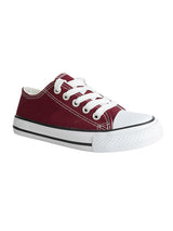 Burgundy Canvas Top Design And Durable Sole Lace-Up Sneakers For Kids-Unisex (TC-LKCAN3-BUR)