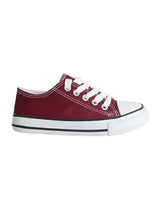 Burgundy Canvas Top Design And Durable Sole Lace-Up Sneakers For Kids-Unisex (TC-LKCAN3-BUR)