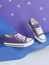 Purple Canvas Top Design And Durable Sole Lace-Up Sneakers For Kids-Unisex (TC-LKCAN3-PUR)