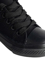 Black Canvas Top Design And Durable Sole Lace-Up Sneakers For Kids-Unisex (TC-LKCAN3-TOTBLK)