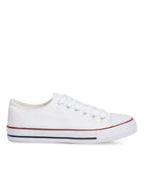 White Canvas Stylish Lace-Up Sneakers For Kids-Unisex (TC-LKCAN3-WHT)