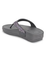 Grey PU Glitter Comfort Flats (TC-LLE-9162-GRY)