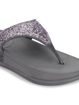 Grey PU Glitter Comfort Flats (TC-LLE-9162-GRY)