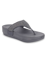 Grey PU Diamant�� Comfort Flats (TC-LLE-9163-GRY)