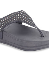 Grey PU Diamant�� Comfort Flats (TC-LLE-9163-GRY)
