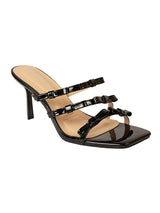 Black Patent Leather Stiletto Sandals with Bows (TC-M4518-24-BLK)