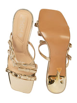 Light Gold Patent Leather Stiletto Sandals with Bows (TC-M4518-24-LGLD)
