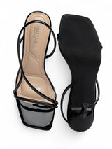 Black Patent Leather Stiletto Heel Sandals (TC-M4518-7-BLK)