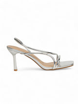 Silver Patent Leather Stiletto Heel Sandals (TC-M4518-7-SIL)