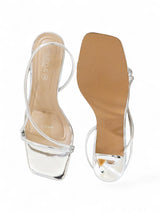 Silver Patent Leather Stiletto Heel Sandals (TC-M4518-7-SIL)
