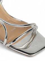Silver Patent Leather Stiletto Heel Sandals (TC-M4518-7-SIL)