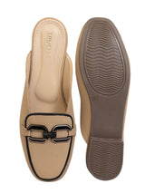 Beige Synthetic Leather Block Heel Mules (TC-MD-702-BEIG)