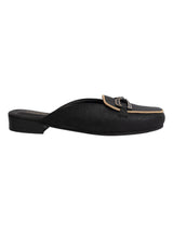Black Synthetic Leather Block Heel Mules (TC-MD-702-BLK)