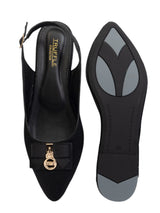 Black Synthetic Leather Buckle Stylish Flats (TC-MD-707-BLK)