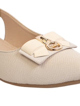 Cream Synthetic Leather Buckle Stylish Flats (TC-MD-707-CRM)