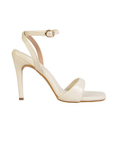 Cream Synthetic Leather Buckle Stiletto Heel Sandals (TC-MD107-CRM)