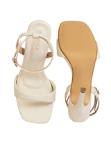 Cream Synthetic Leather Buckle Stiletto Heel Sandals (TC-MD107-CRM)