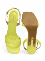 Neon Green Synthetic Leather Buckle Stiletto Heel Sandals (TC-MD107-NGRN)