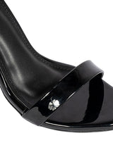 Black Patent Leather Open Toe Stiletto Sandals (TC-MD108-BLK)