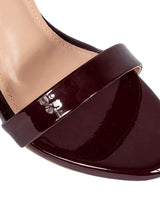 Burgundy Patent Leather Open Toe Stiletto Sandals (TC-MD108-BUR)