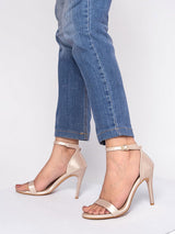 Gold Synthetic Leather Open Toe Stiletto Sandals (TC-MD108-GLD)