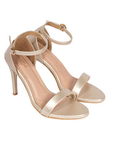 Gold Synthetic Leather Open Toe Stiletto Sandals (TC-MD108-GLD)