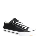 Black Canvas Top Design And Durable Sole Lace Up Sneakers For Men (TC-MENCAN1-BLK)