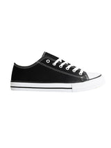 Black Canvas Top Design And Durable Sole Lace Up Sneakers For Men (TC-MENCAN1-BLK)