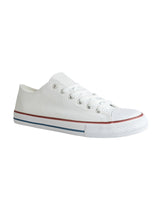 White Canvas Top Design And Durable Sole Lace Up Sneakers For Men (TC-MENCAN1-WHT)