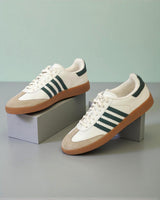 Beige Green Leather Low Ankle Stylish Sneakers For Men (TC-MENSAM1-BEIGRN)