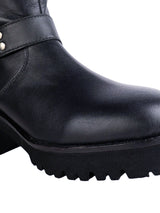 Black Genuine Leather Chunky Block Heel Round Toe Mid-Calf Harness Boot (TC-MONDO8662-BLK)