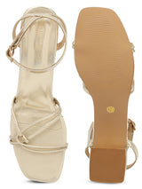 Pale Gold PU Stylish Buckle Block Sandals (TC-NK-002-PGLD)