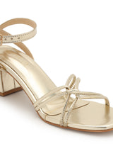Pale Gold PU Stylish Buckle Block Sandals (TC-NK-002-PGLD)