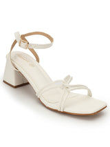 White PU Stylish Buckle Block Sandals (TC-NK-002-WHT)